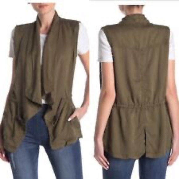 MIND SET Tencel and linen open draped vest - Picture 1 of 8